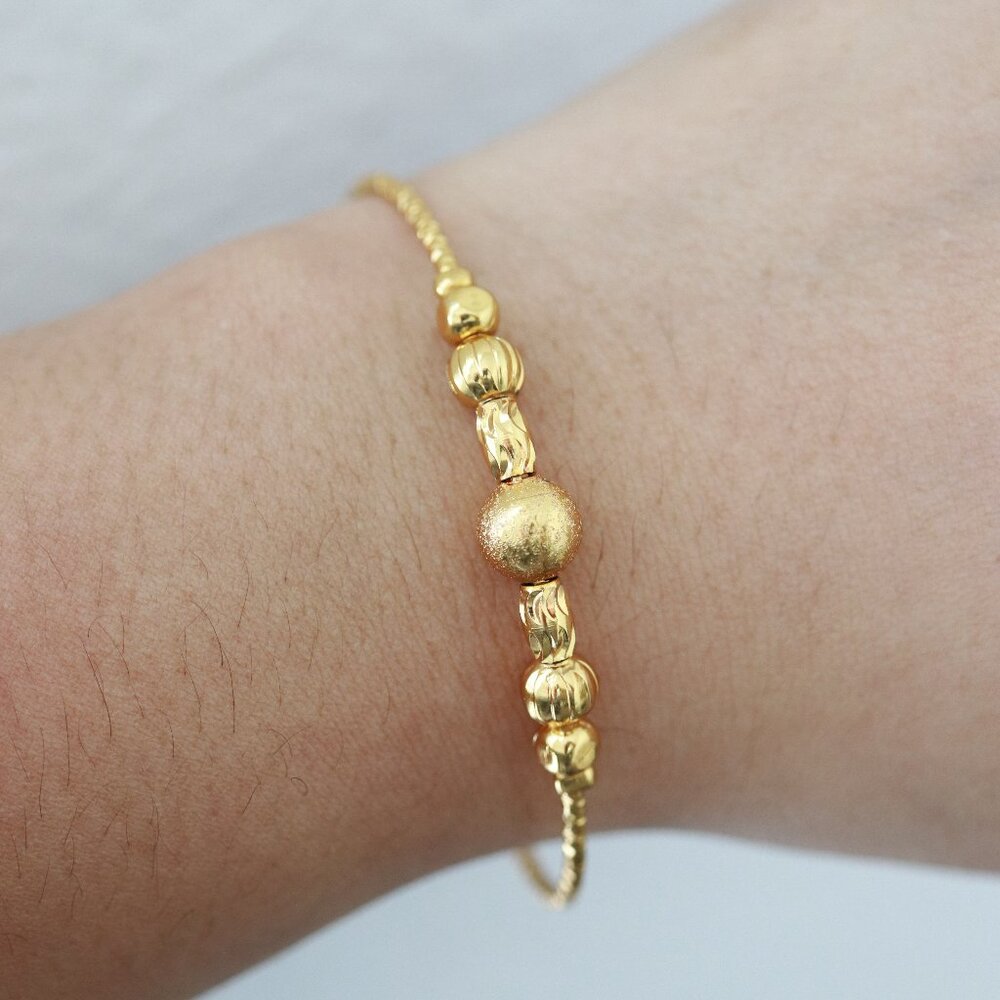 Beads Adjustable Bangle Bracelet With Charms 24k … - image 1